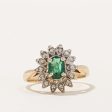 Emerald & Diamond Halo Ring | 0.30ct, 0.07ctw | SZ 5.25 | For Sale