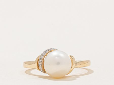 Pearl & Diamond Cocktail Ring | 0.04ctw | SZ 6.75 | Online now