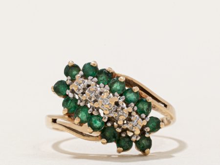 Emerald & Diamond Waterfall Ring | 0.70ctw, 0.015ctw | SZ 7.5 | Hot on Sale