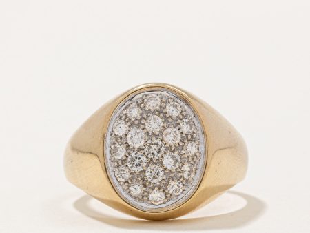 Pave Set Diamond Oval Shaped Signet Ring | 0.70ctw | SZ 11.75 | For Discount