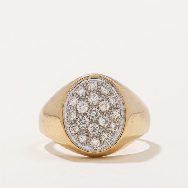 Pave Set Diamond Oval Shaped Signet Ring | 0.70ctw | SZ 11.75 | For Discount