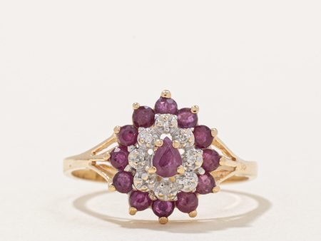 Ruby & Diamond Cocktail Ring | 0.74ctw, 0.03ctw | SZ 8.25 | Hot on Sale