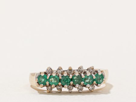 Emerald & Diamond Ring | 0.33ctw, 0.05ctw | SZ 6.75 | on Sale