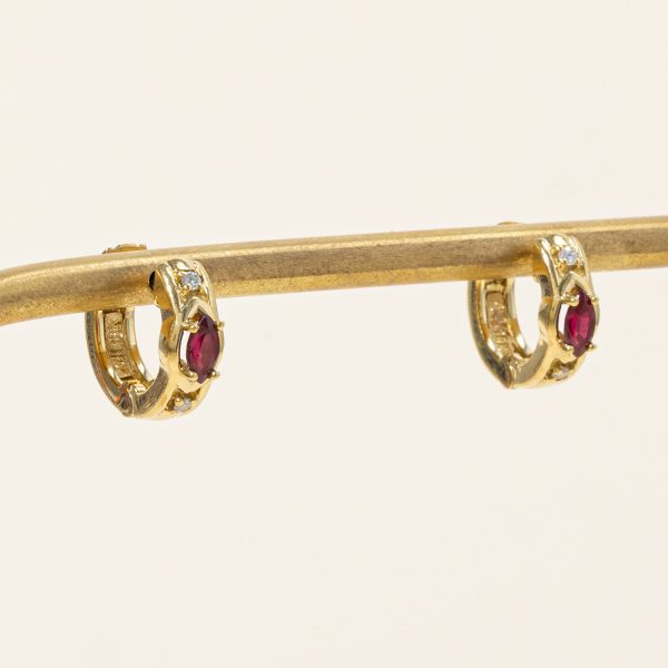 Ruby & Diamond Hoop Earrings | 0.32ctw, 0.04ctw | Online now