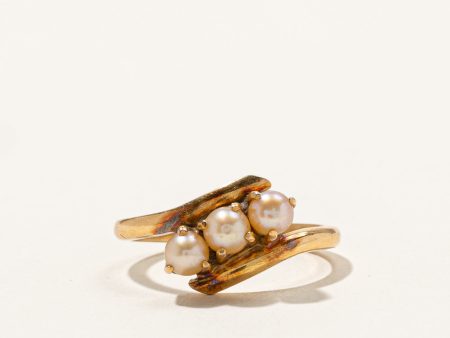 Three Stone Pearl Ring | SZ 7.5 | Online