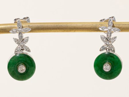 Jadeite & Diamond Earrings | 4.00ctw, 0.22ctw | For Cheap