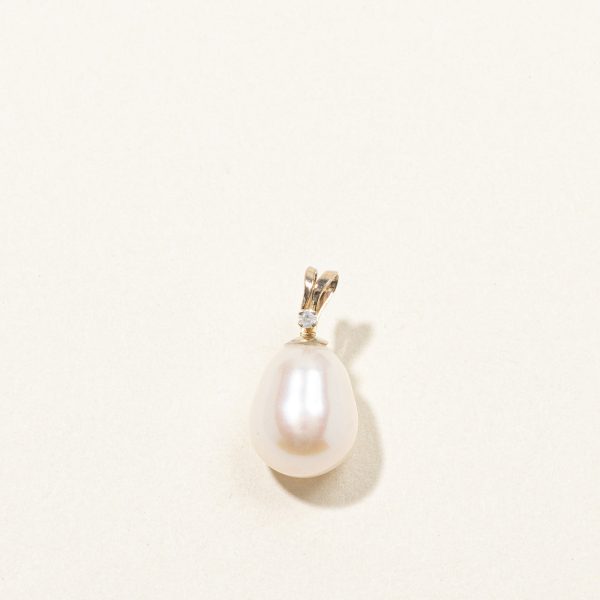 Pearl & Diamond Drop Pendant | 0.01ct | Online now