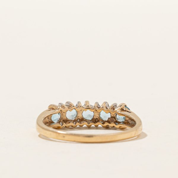 Five Stone Blue Topaz & Diamond Ring | 0.90ctw, 0.04ctw | SZ 7.75 | For Discount