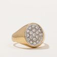 Pave Set Diamond Oval Shaped Signet Ring | 0.70ctw | SZ 11.75 | For Discount