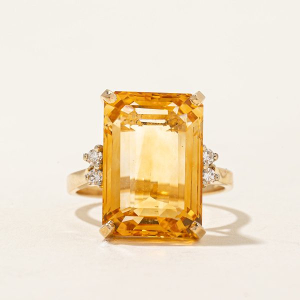 Mandarin Citrine & Diamond Cocktail Ring | 11.00ct, 0.08ctw | SZ 7 | For Discount