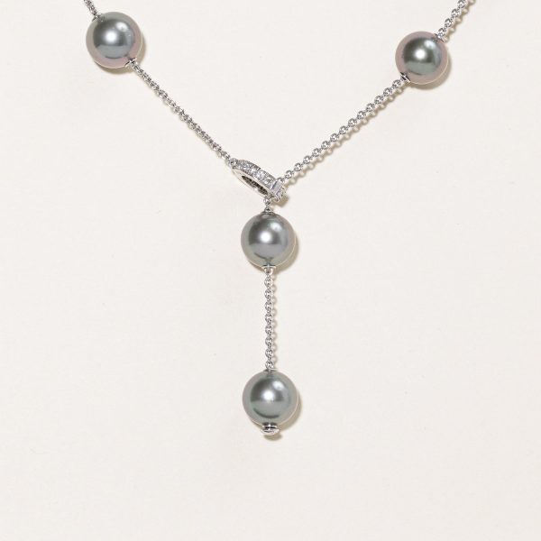 Mikimoto  Pearls in Motion Black South Sea Pearl and Diamond Necklace | 10.5mm, 0.20ctw | For Sale