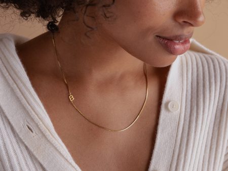 Sideways Initial Necklace In Box Chain Cheap