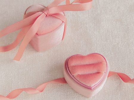 Pink Velvet Heart Ring Box Sale