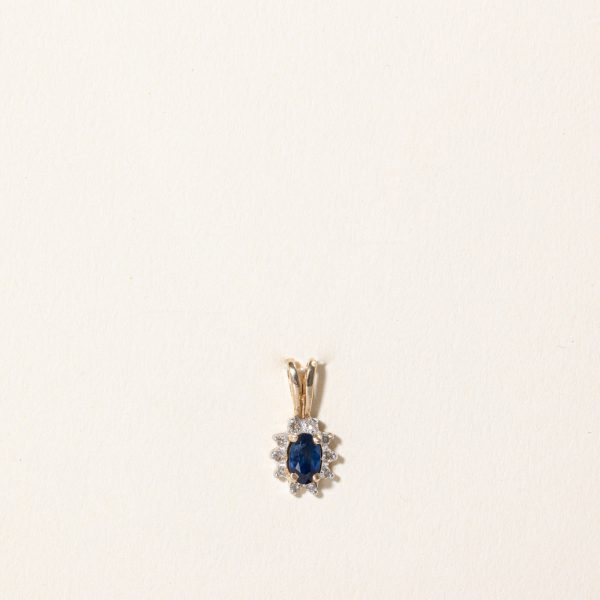 Sapphire & Diamond Halo Pendant | 0.25ct, 0.08ctw | Discount