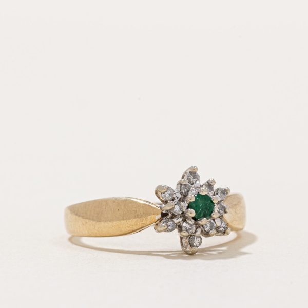 Emerald & Diamond Halo Ring | 0.05ct, 0.10ctw | SZ 6 | Online now