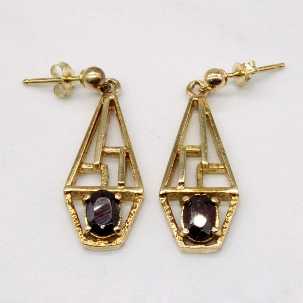 Ornate Garnet Drop Earrings | 0.70ctw | For Discount