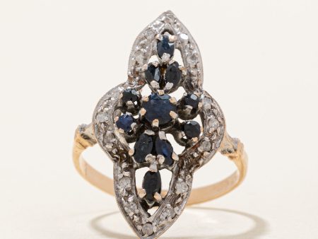 Sapphire & Diamond Cocktail Ring | 0.40ctw, 0.07ctw | SZ 6 | For Cheap