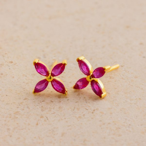 Birthstone Flower Studs Fashion