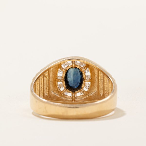 Sapphire & Diamond Halo Ring | 0.60ct, 0.12ctw | SZ 10 | Sale