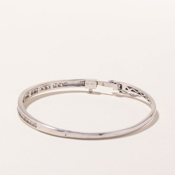 10k White Gold Diamond Bangle | 1.37ctw | 7  Online