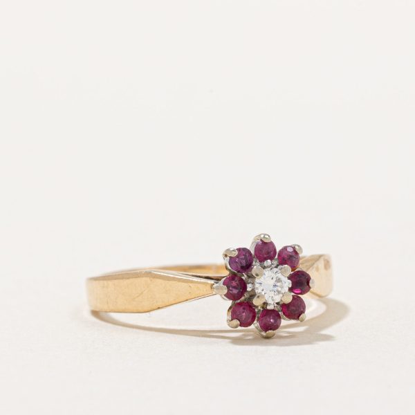 Ruby Halo & Diamond Ring | 0.30ctw, 0.06ct | SZ 5.75 | For Sale