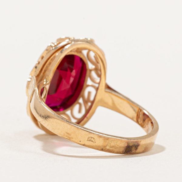 Synthetic Ruby Cocktail Ring | 3.60ct | SZ 6.25 | For Discount