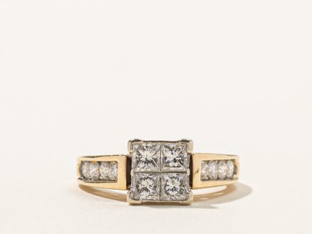 Princess Cut Cluster Set Diamond Ring | 1.24ctw | SZ 5 | Supply