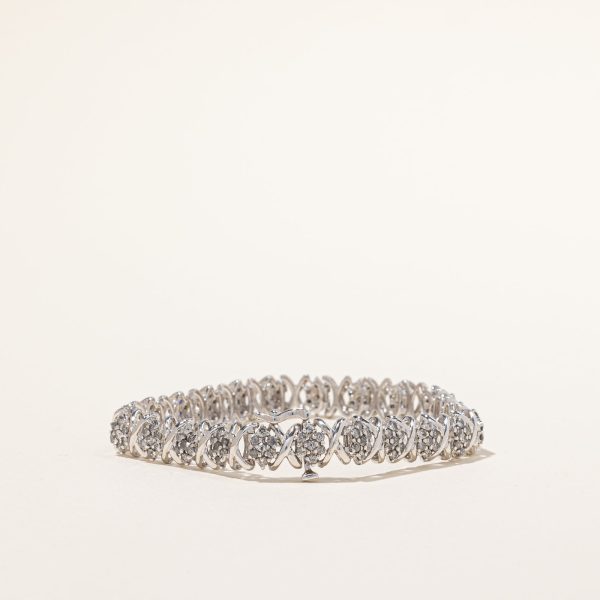 Cluster Diamond White Gold Bracelet | 1.61ctw | 7 | Online Sale