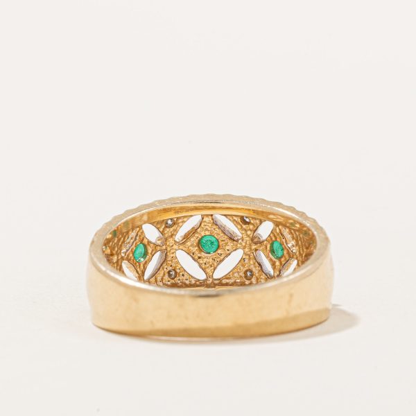 Emerald & Diamond Lattice Ring | 0.22ctw, 0.02ctw | SZ 6.5 | Supply