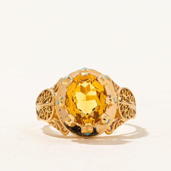 Orange & Turquoise Glass Ring | 3.24ct | SZ 7.5 | Discount