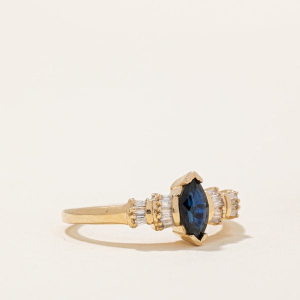 Marquise Sapphire & Diamond Ring | 0.50ct, 0.10ctw | SZ 7.75 | Fashion