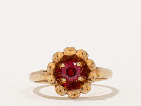 Synthetic Ruby Flower Ring | 0.30ct | SZ 5 | on Sale