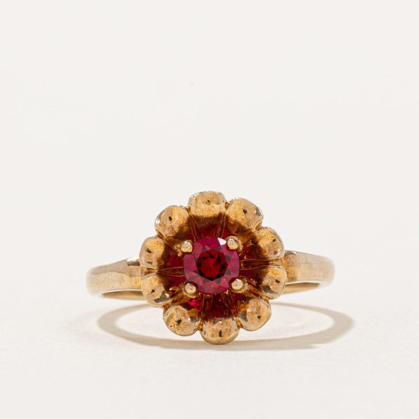 Synthetic Ruby Flower Ring | 0.30ct | SZ 5 | on Sale