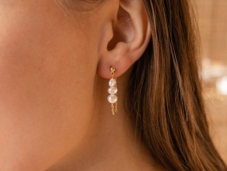 Triple Pearl Drop Earrings Online