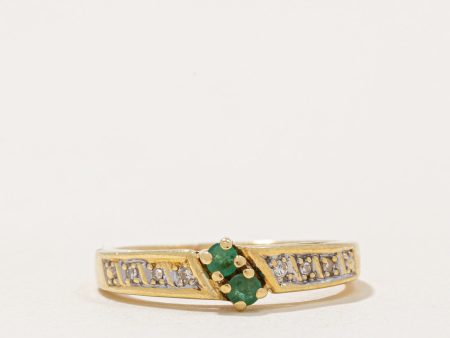 Emerald & Diamond Ring | 0.05ctw, 0.03ctw | SZ 4 | on Sale