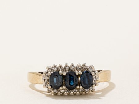 Sapphire & Diamond Halo Ring | 0.60ctw, 0.10ctw | SZ 6.75 | on Sale