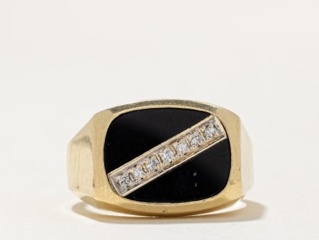 Onyx & Diamond Signet Ring | 1.20ct, 0.07ctw | SZ 9 | Online