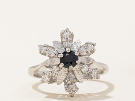 Sapphire & Diamond Snowflake Ring | 0.55ct, 0.35ctw | SZ 7.25 | Online Sale