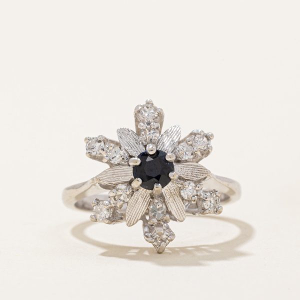 Sapphire & Diamond Snowflake Ring | 0.55ct, 0.35ctw | SZ 7.25 | Online Sale