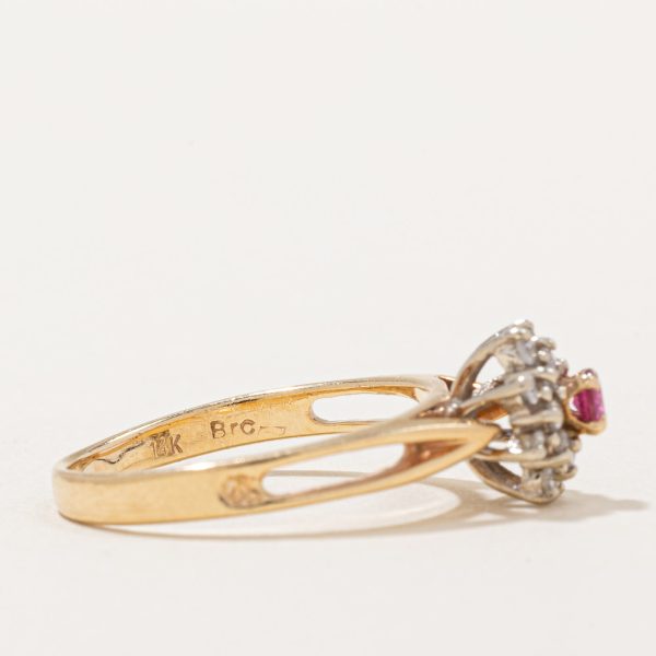 Ruby & Diamond High Set Ring | 0.18ct, 0.16ctw | SZ 7.5 | Online now