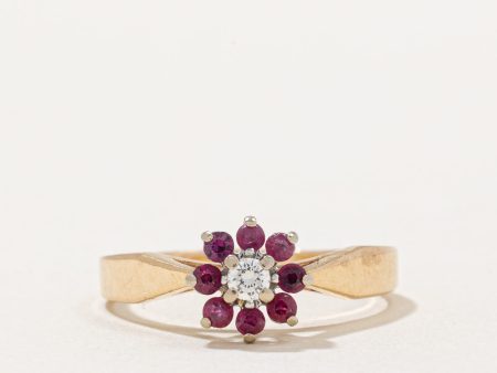 Ruby Halo & Diamond Ring | 0.30ctw, 0.06ct | SZ 5.75 | For Sale