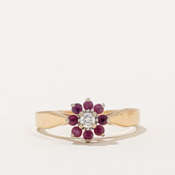 Ruby Halo & Diamond Ring | 0.30ctw, 0.06ct | SZ 5.75 | For Sale