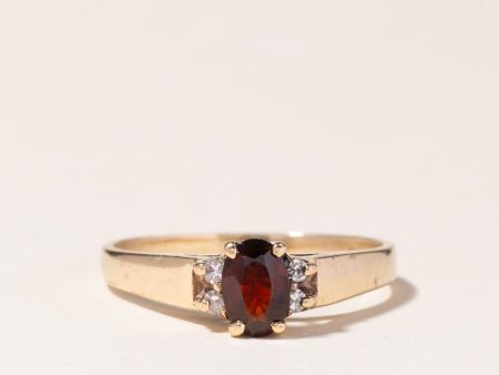 10K Yellow Gold Garnet & Diamond Ring | 0.47ct, 0.04ctw | SZ 6.5 | Online now