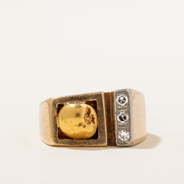 Gold Nugget Diamond Cocktail Ring | 0.10ctw | SZ 4 | Supply