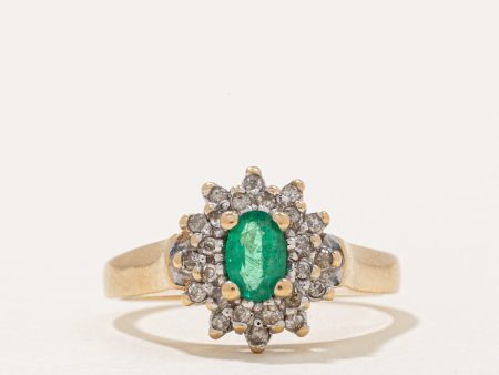 Emerald & Diamond Halo Ring | 0.28ct, 0.12ctw | SZ 7.25 | Hot on Sale