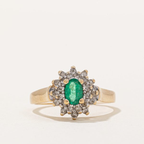 Emerald & Diamond Halo Ring | 0.28ct, 0.12ctw | SZ 7.25 | Hot on Sale