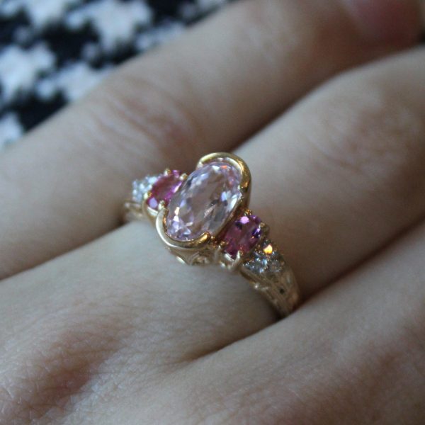 Kunzite & Tourmaline Three Stone Ring | 1.89ctw | SZ 7 | For Discount