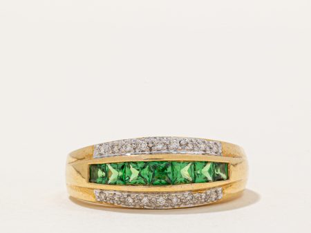 Green Garnet & Diamond Ring | 0.80ctw, 0.09ctw | SZ 10.75 | Sale