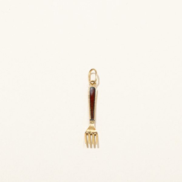 Enameled Gold Fork Charm Sale