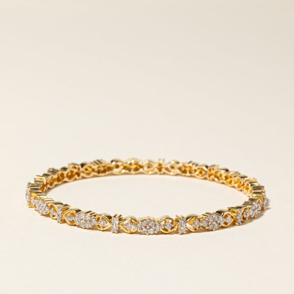 18K Yellow Gold Diamond Bangle | 4.02ctw | 8  Supply